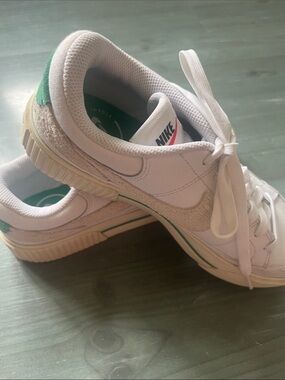 Nike Women's White Sneakers with Green Accents
